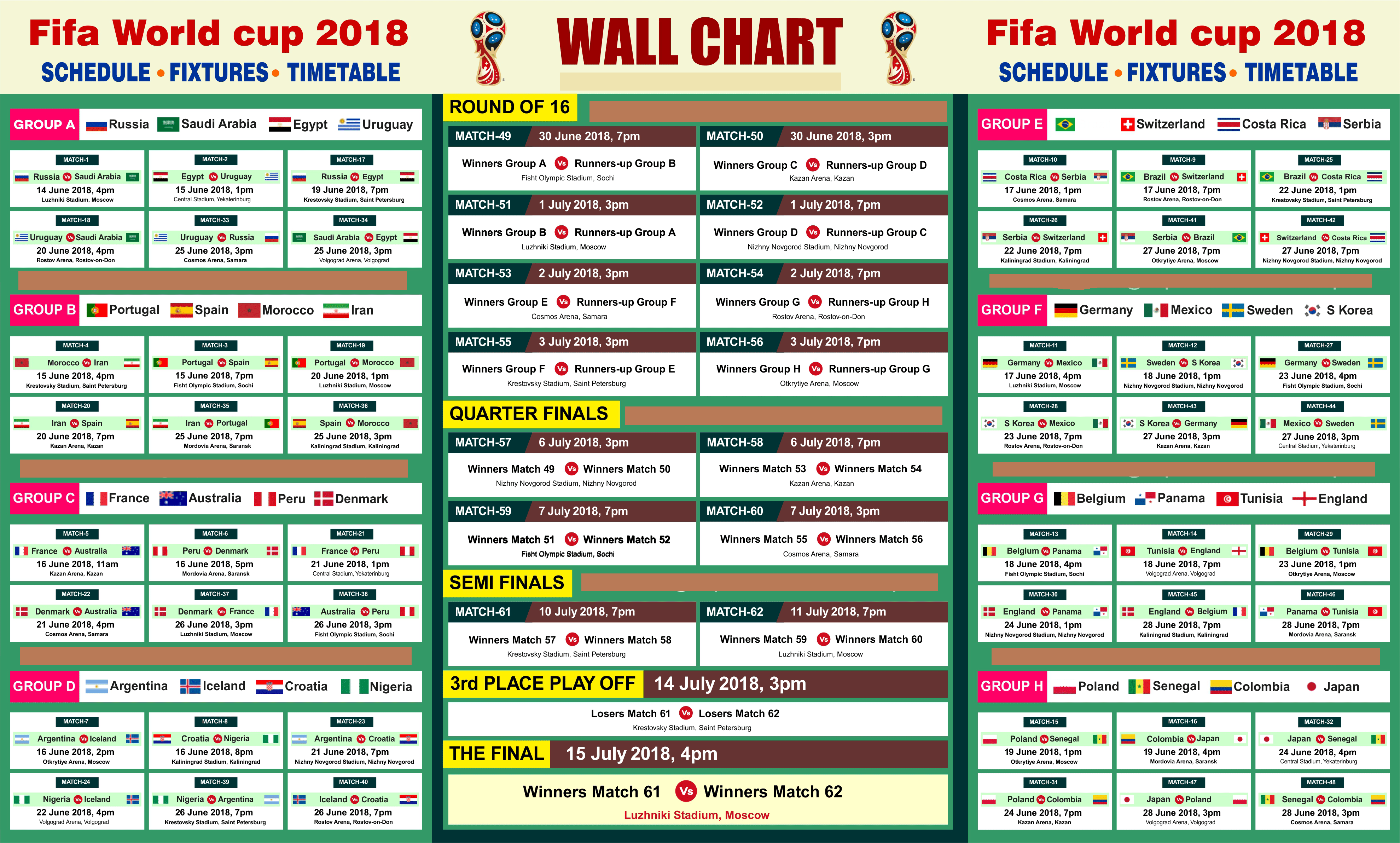World Cup Schedule Eastern Time Printable