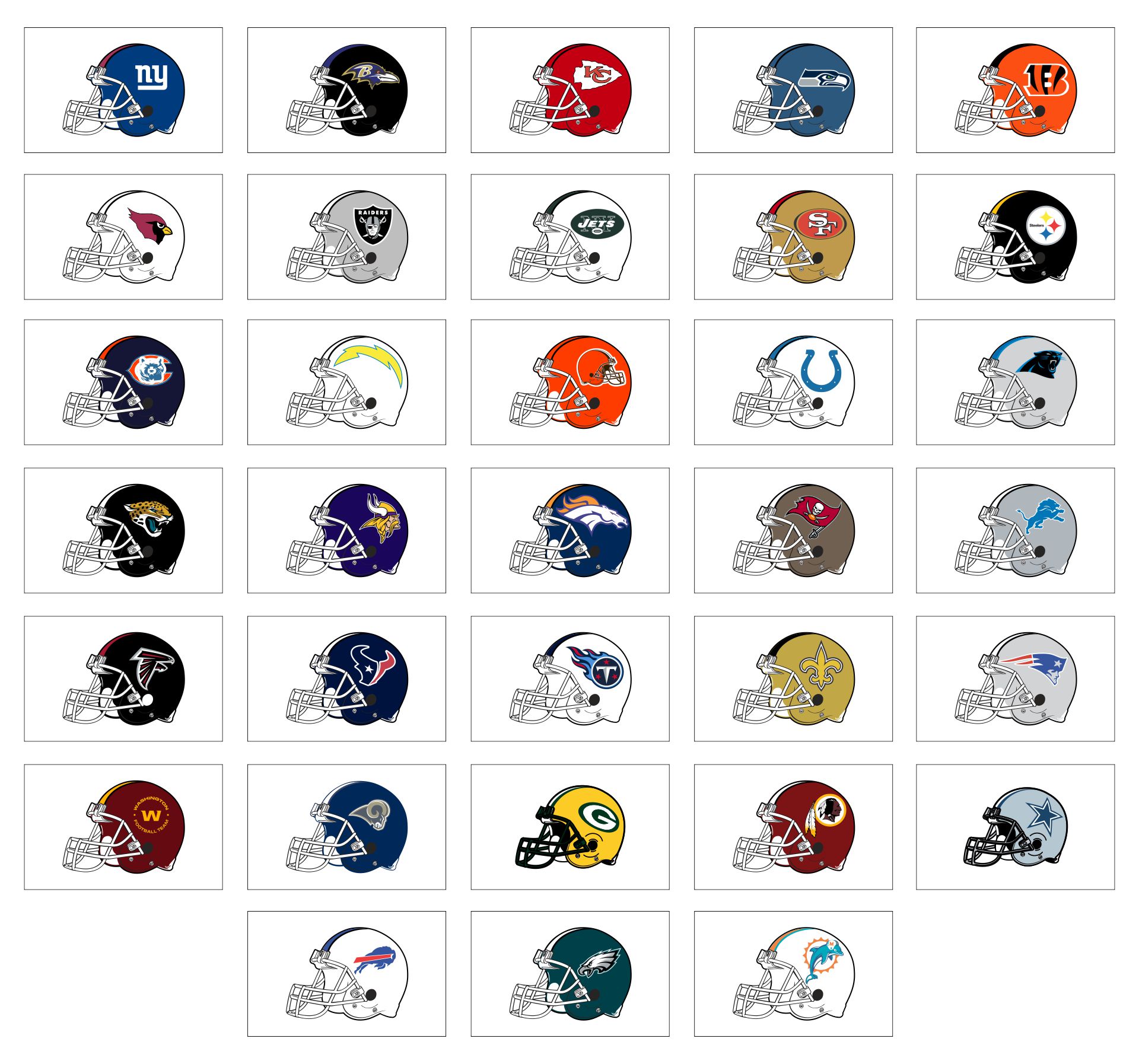 Logo of all national football league teams. NFL team icons. Set all the new  football teams logos. Vector eps illustration. Stock Vector