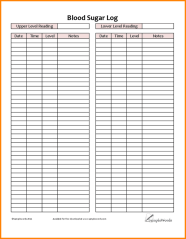 Printable Monthly Blood Glucose Log Sheet PrintableTemplates