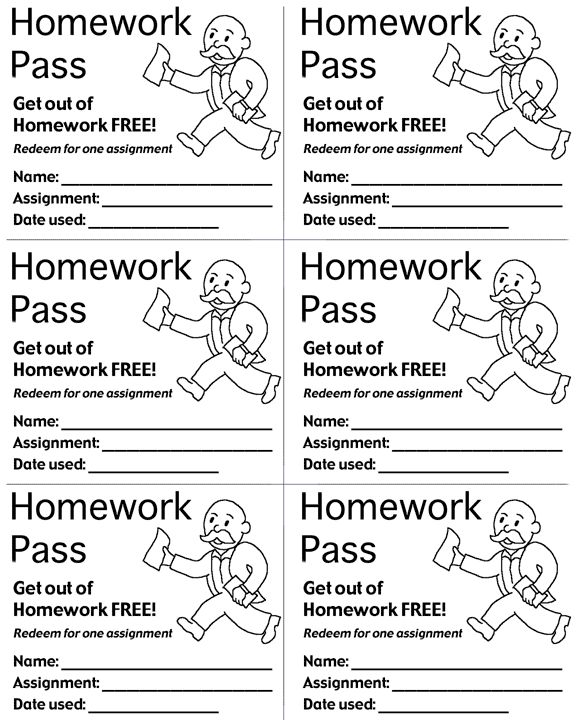 cute homework passes